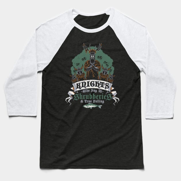 Knights Who Say Ni Shrubberies - Vintage Classic British Comedy Baseball T-Shirt by Nemons